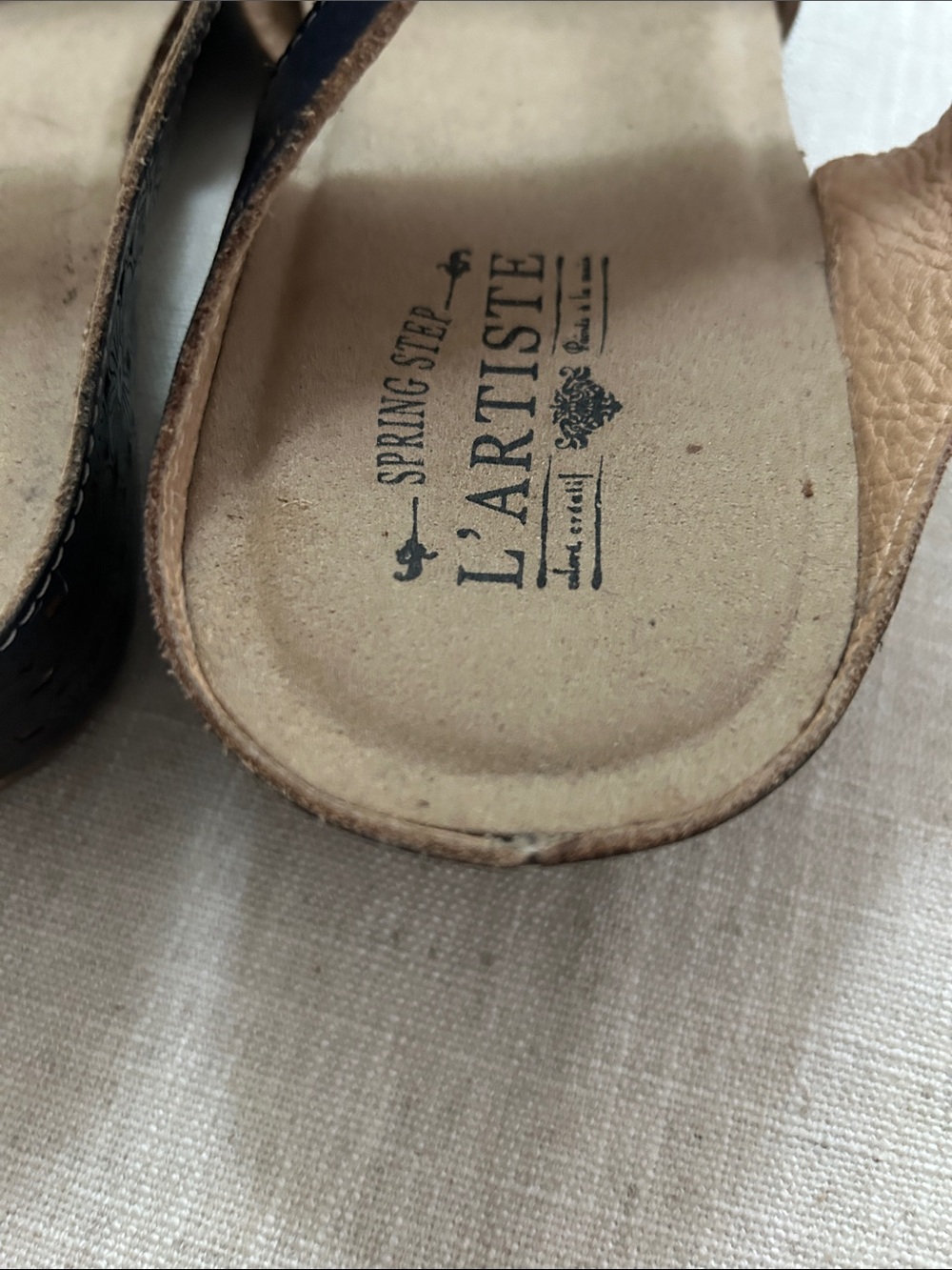 Spring Step L'artiste Spikey Floral Sandal Navy SZ 42 Leather Comfort Mary Jane - Picture 12 of 15